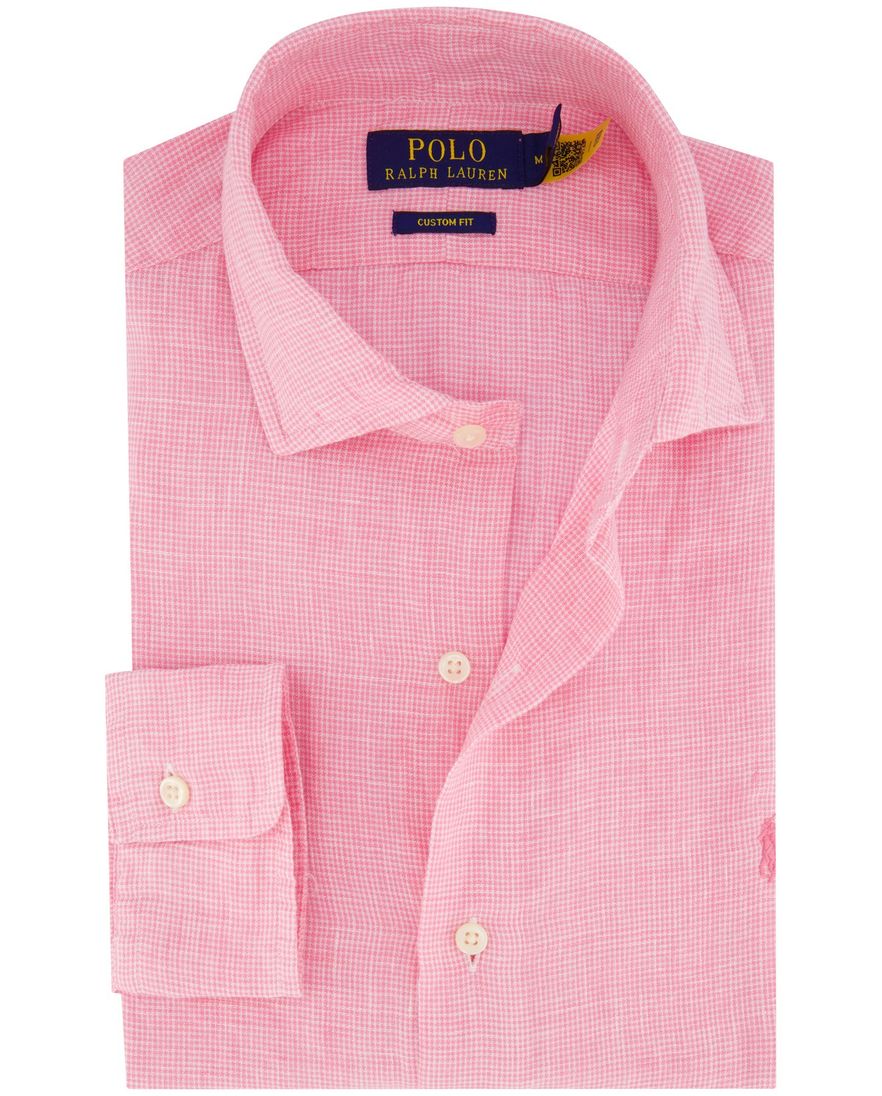 Polo Ralph Lauren overhemd roze geprint 100% linnen