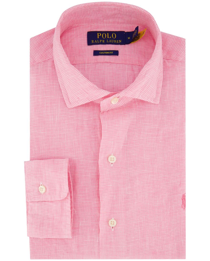 Polo Ralph Lauren overhemd roze geprint 100% linnen