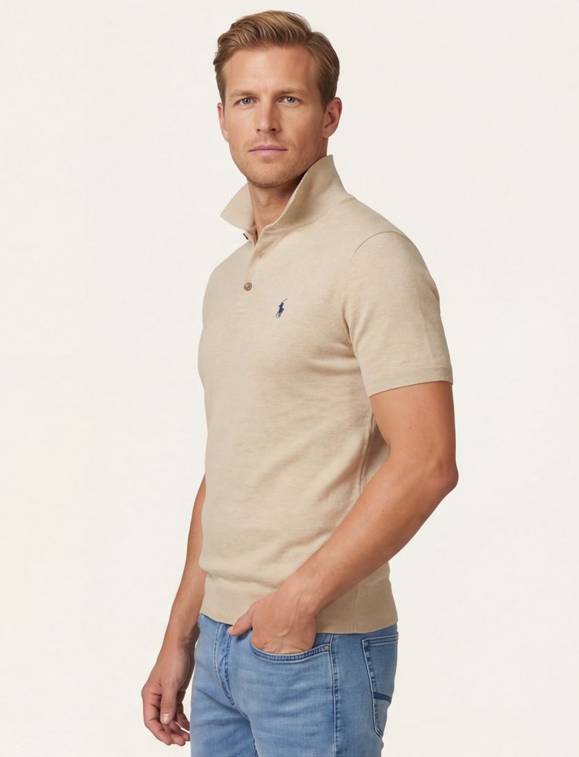 Polo Ralph Lauren knitted polo met boord beige