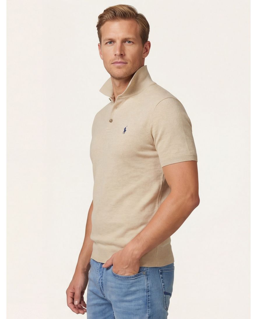 Polo Ralph Lauren knitted polo met boord beige