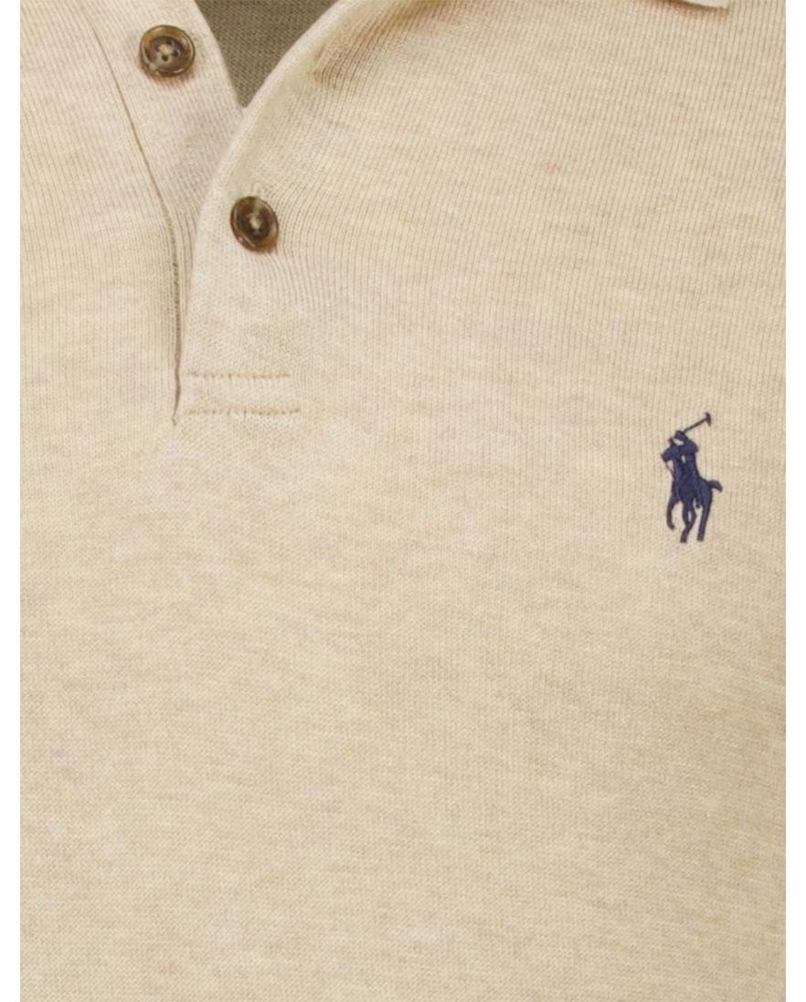 Polo Ralph Lauren knitted polo met boord beige