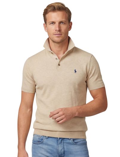 Polo Ralph Lauren Polo Ralph Lauren knitted polo met boord beige