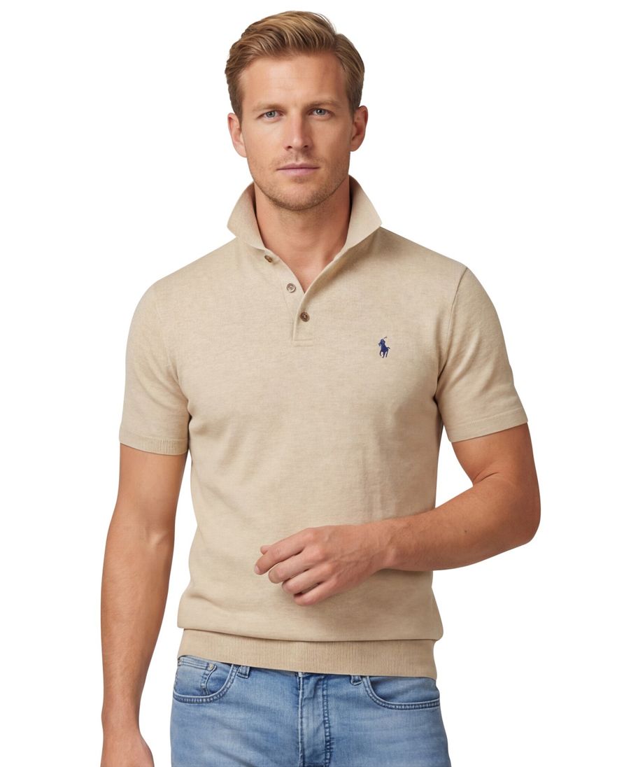 Polo Ralph Lauren knitted polo met boord beige