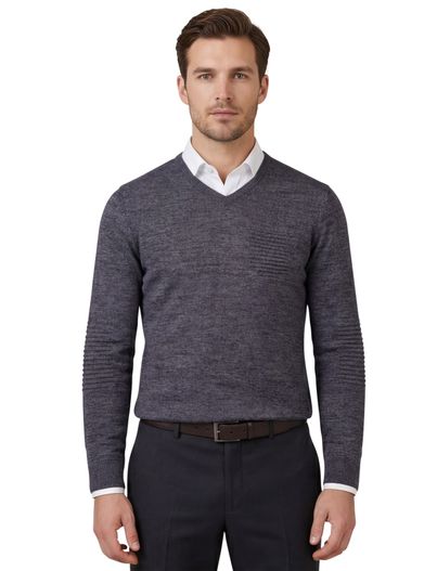 State of Art State of Art trui grijs katoen gemêleerd fijn gebreid