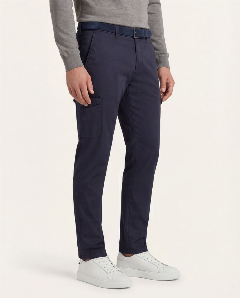 Gardeur Pantalon donkerblauw effen katoen