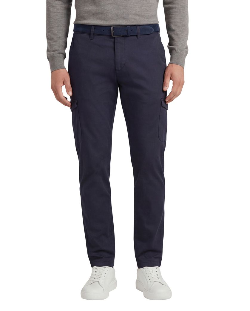 Gardeur Pantalon donkerblauw effen katoen