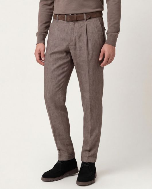 Gardeur Pantalon katoen bruin flatfront