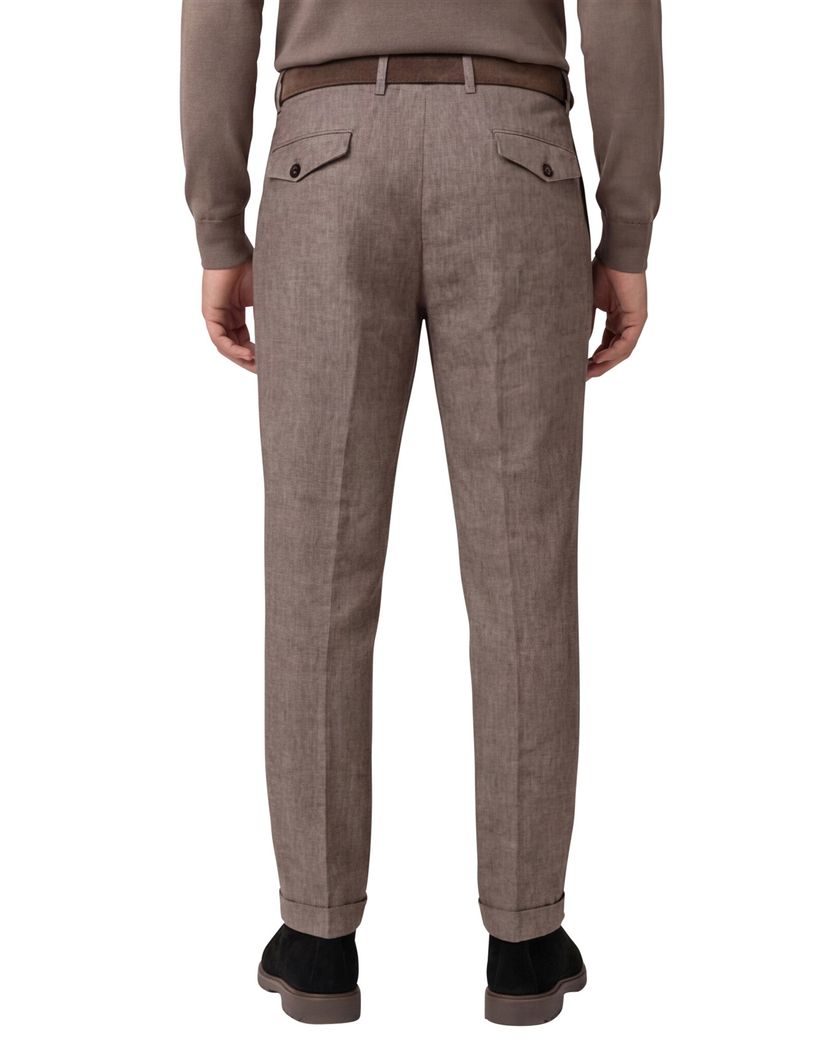 Gardeur Pantalon katoen bruin flatfront effen