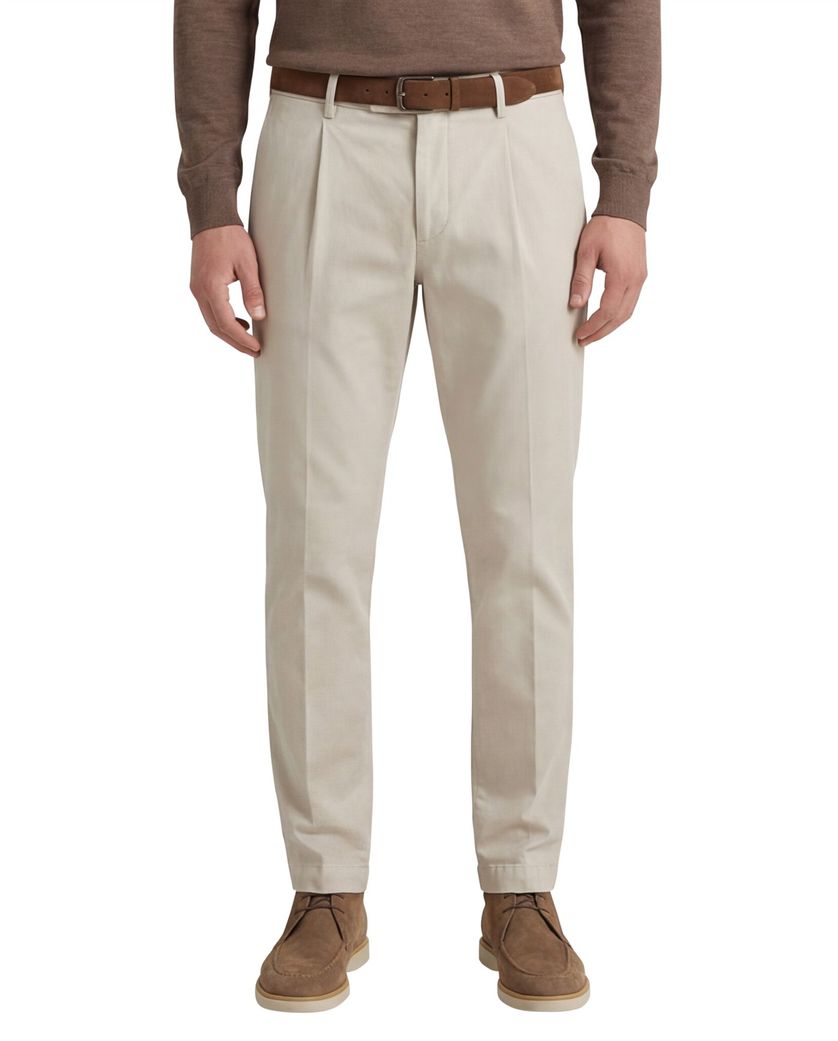 Gardeur Pantalon katoen beige flatfront