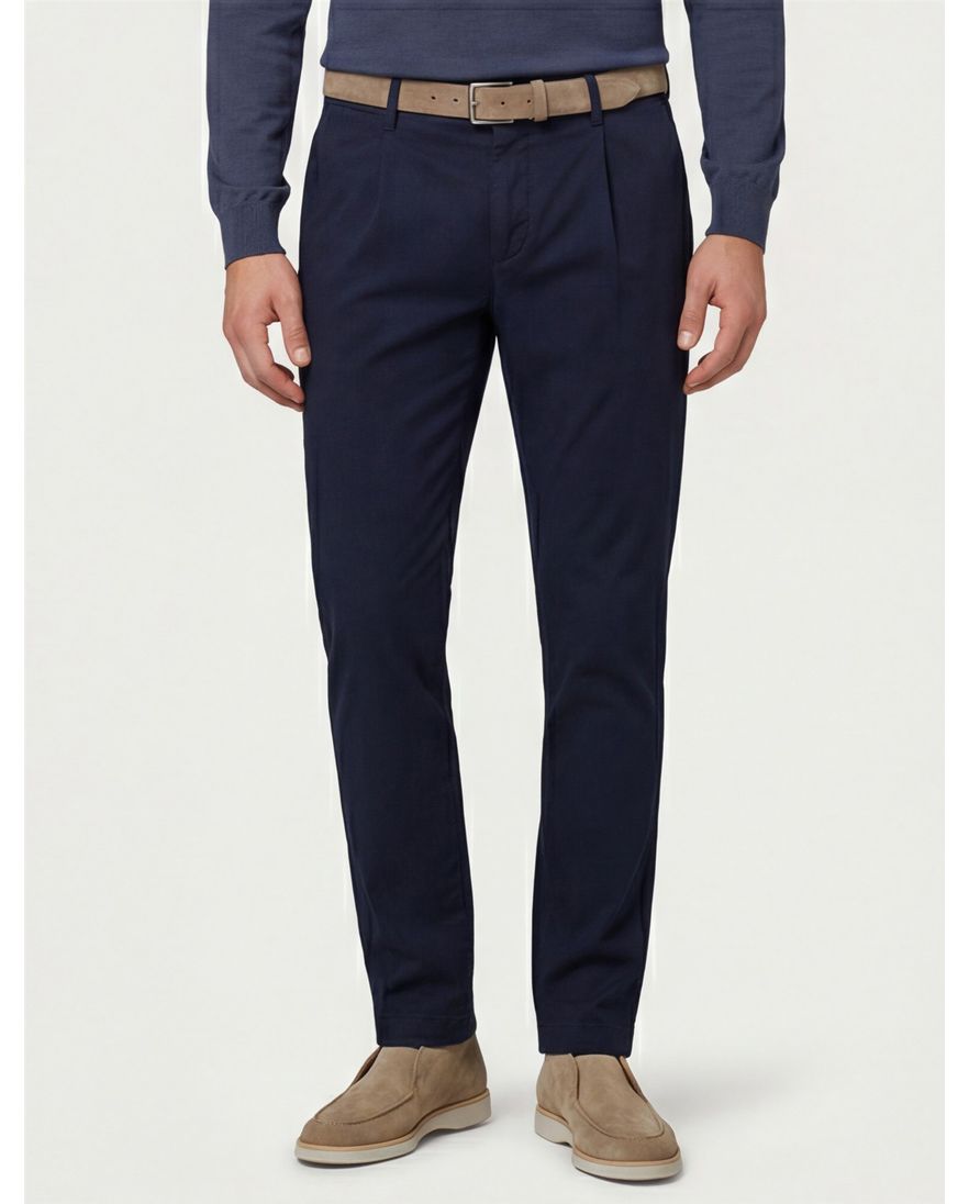 Gardeur Pantalon flatfront donkerblauw katoen