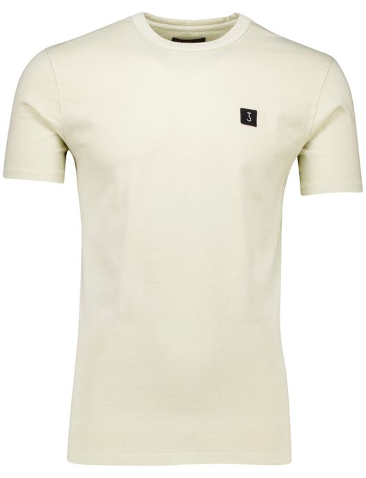 Butcher of blue shirt beige effen katoen