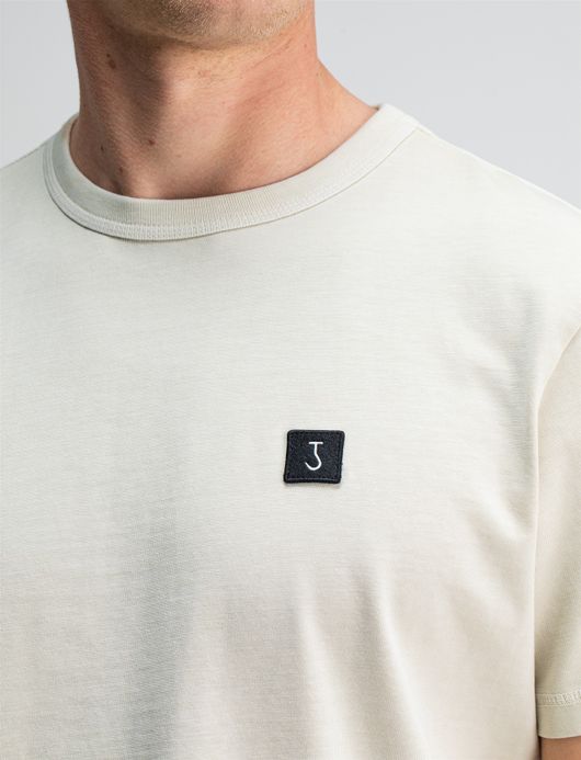 Butcher of blue shirt beige effen katoen