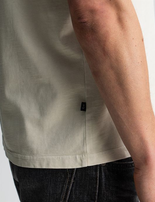 Butcher of blue shirt beige effen katoen