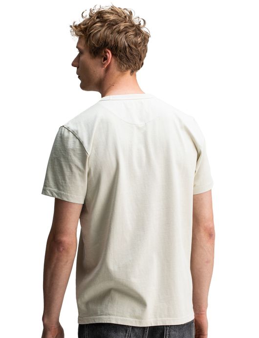 Butcher of blue shirt beige effen katoen