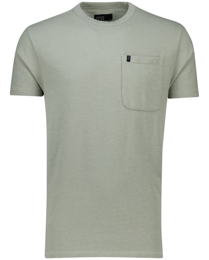 Butcher of Blue T-shirt groen effen katoen normale fit