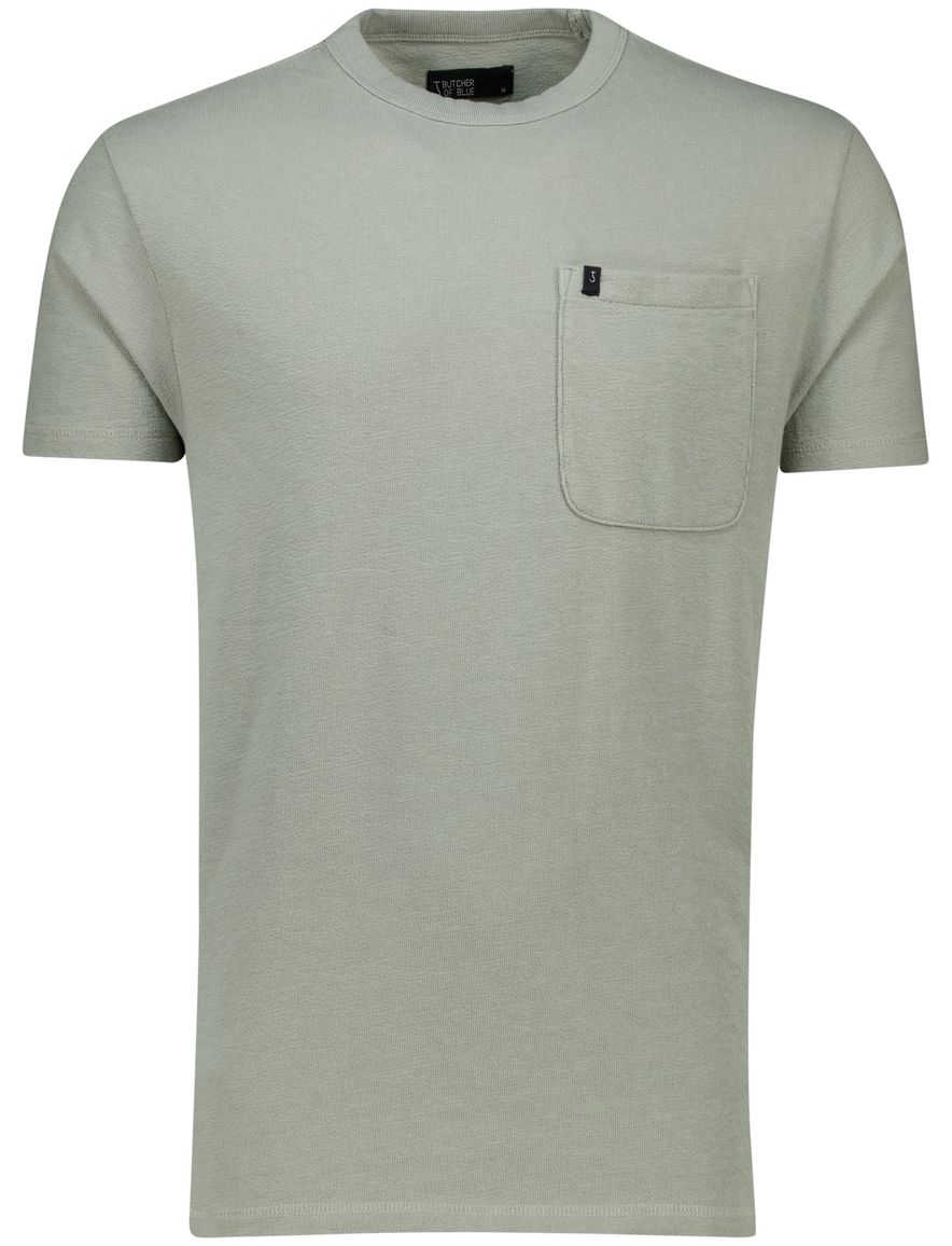 Butcher of Blue T-shirt groen effen katoen normale fit