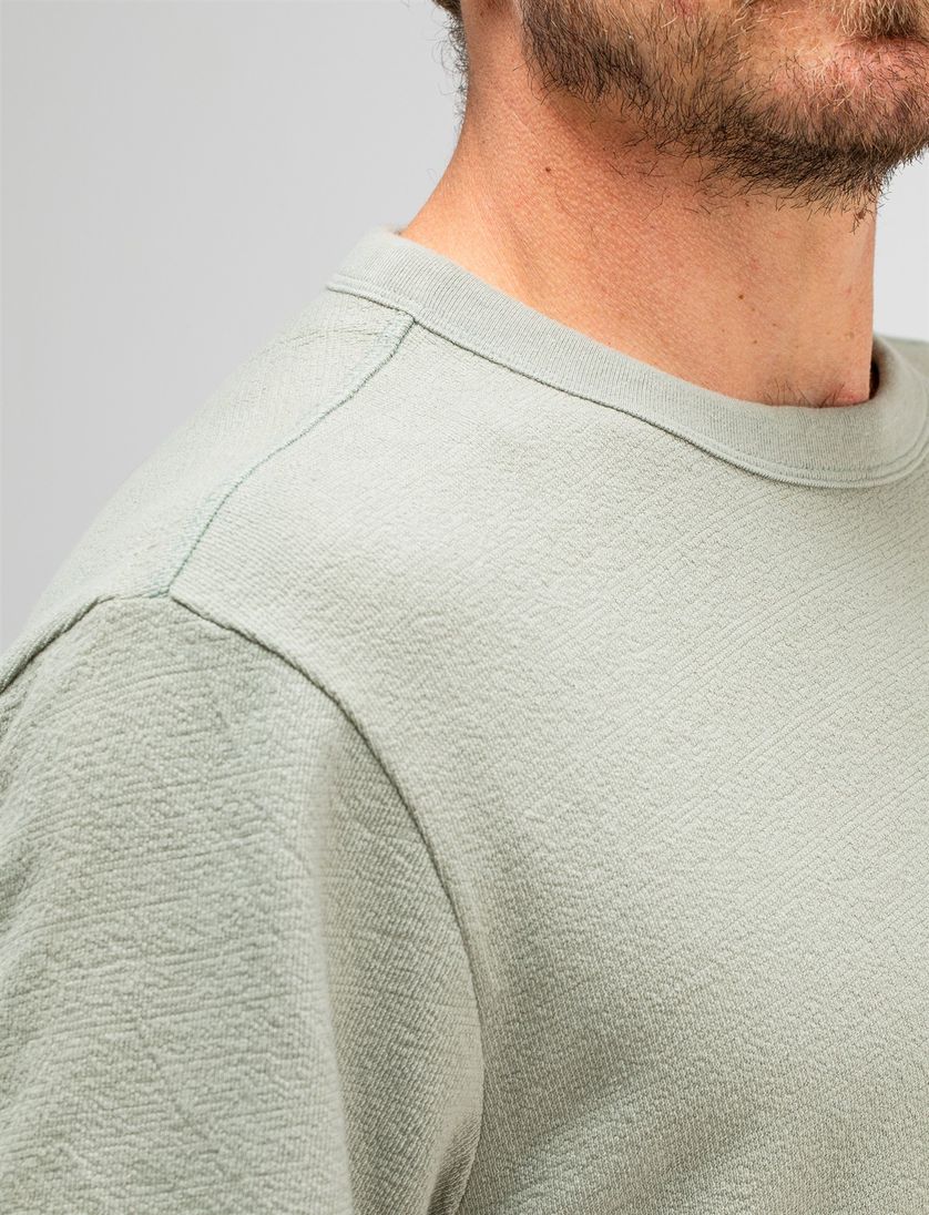 Butcher of Blue T-shirt groen katoen normale fit effen borstzak