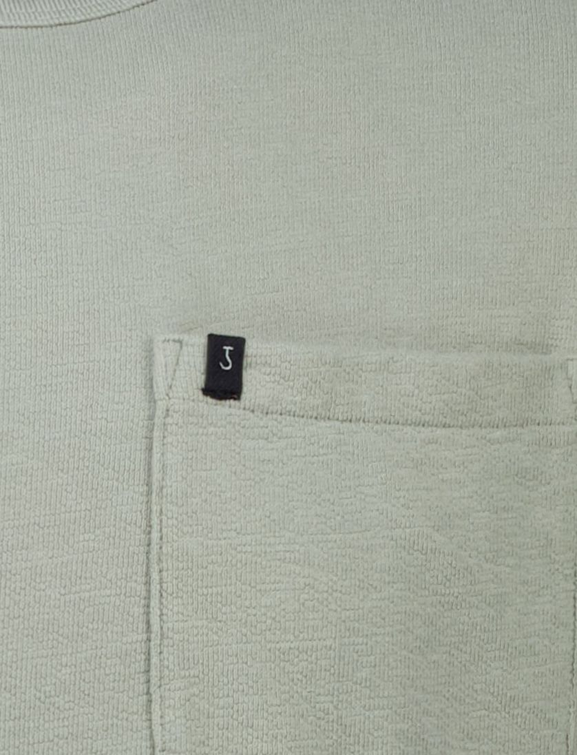 Butcher of Blue T-shirt groen katoen normale fit effen borstzak