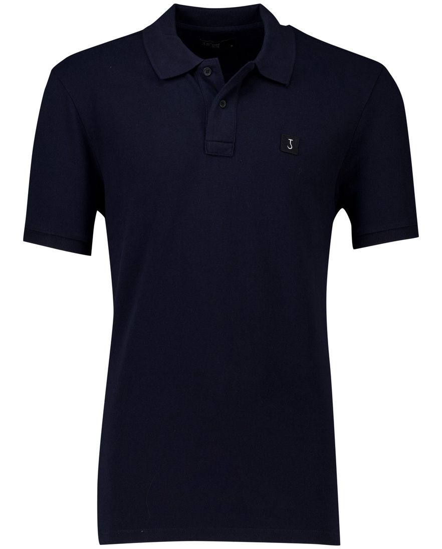 Butcher of Blue polo effen donkerblauw katoen