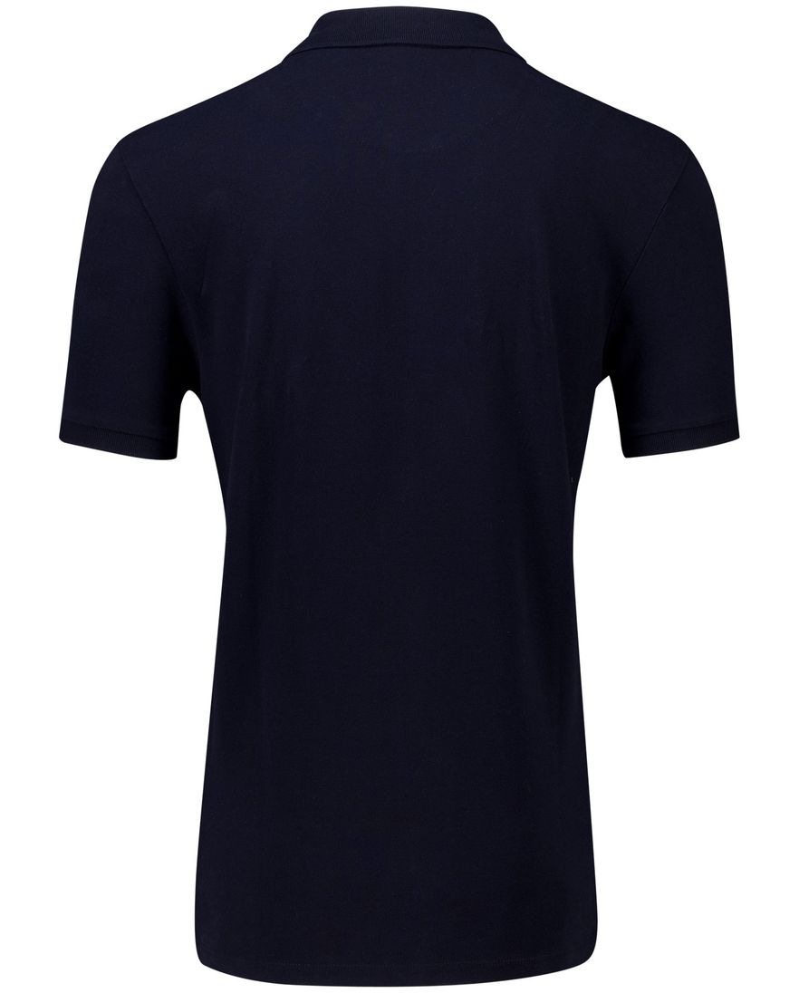 Butcher of Blue polo effen donkerblauw katoen