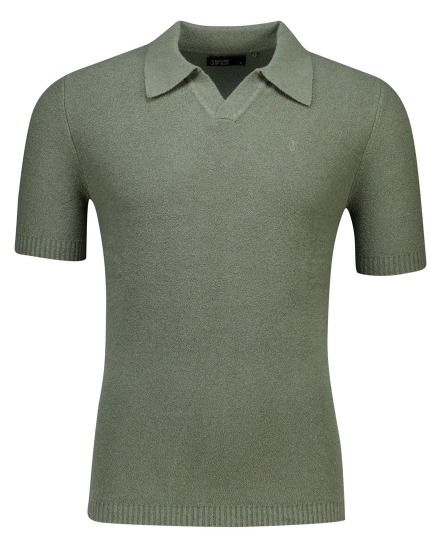 Butcher of Blue polo groen effen normale fit katoen