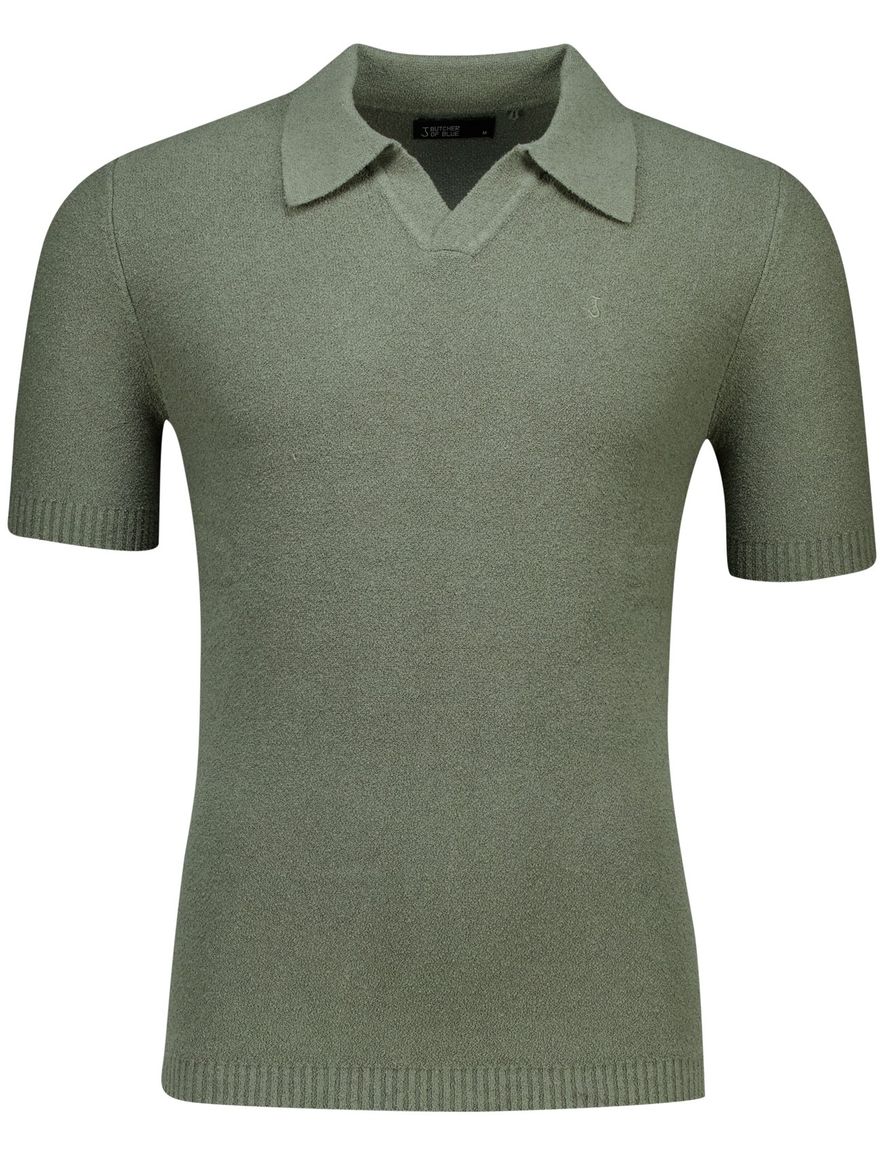 Butcher of Blue polo groen effen normale fit katoen
