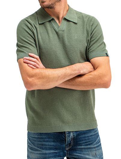 Butcher of Blue Butcher of Blue Boucle knit polo groen