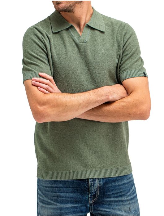 Butcher of Blue Boucle knit polo groen