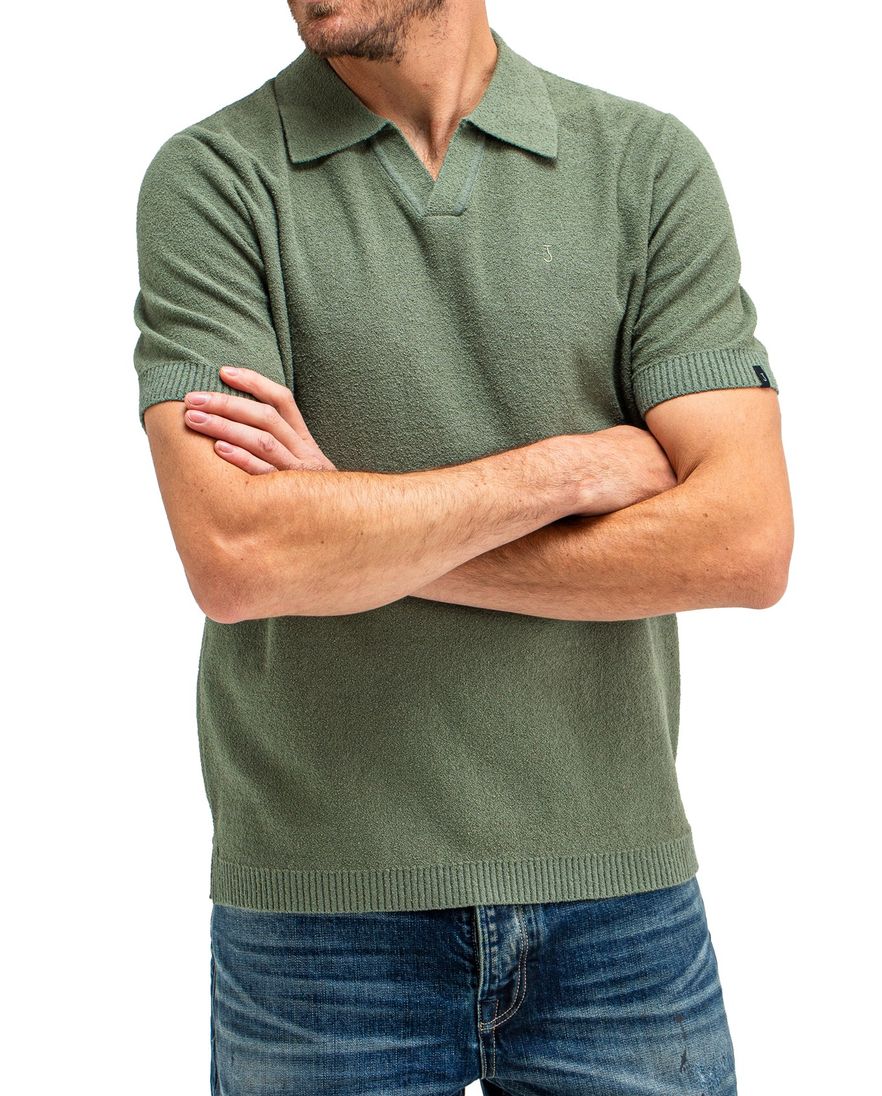 Butcher of Blue polo groen effen normale fit katoen