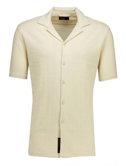 Butcher of Blue overhemd korte mouw beige
