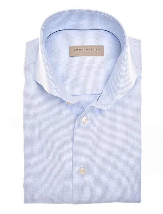 John Miller Tailored Fit lichtblauw mouwlengte 7