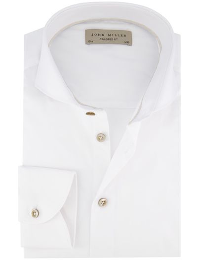 John Miller John Miller overhemd mouwlengte 7 wit effen strijkvrij