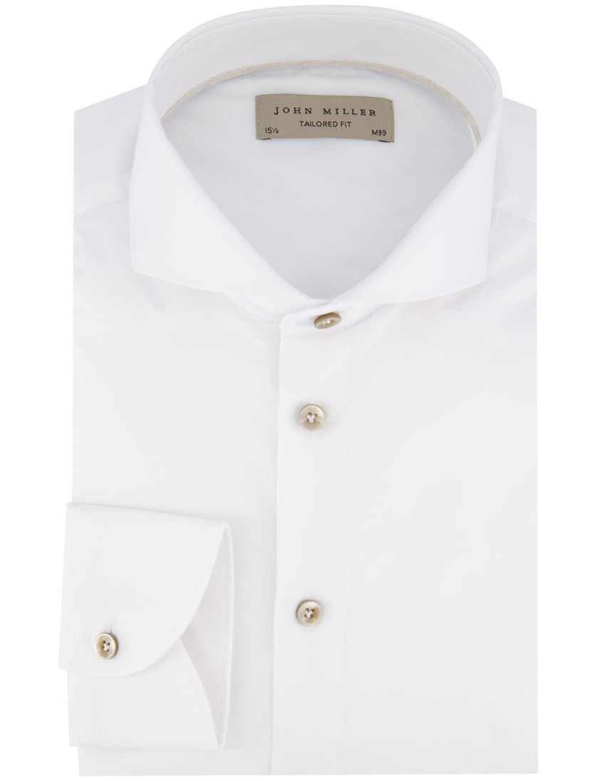 John Miller Slim Fit overhemd mouwlengte 7 wit