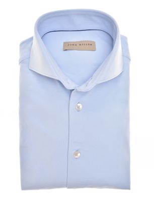 John Miller John Miller overhemd lichtblauw mouwlengte 7 tailored fit stretch