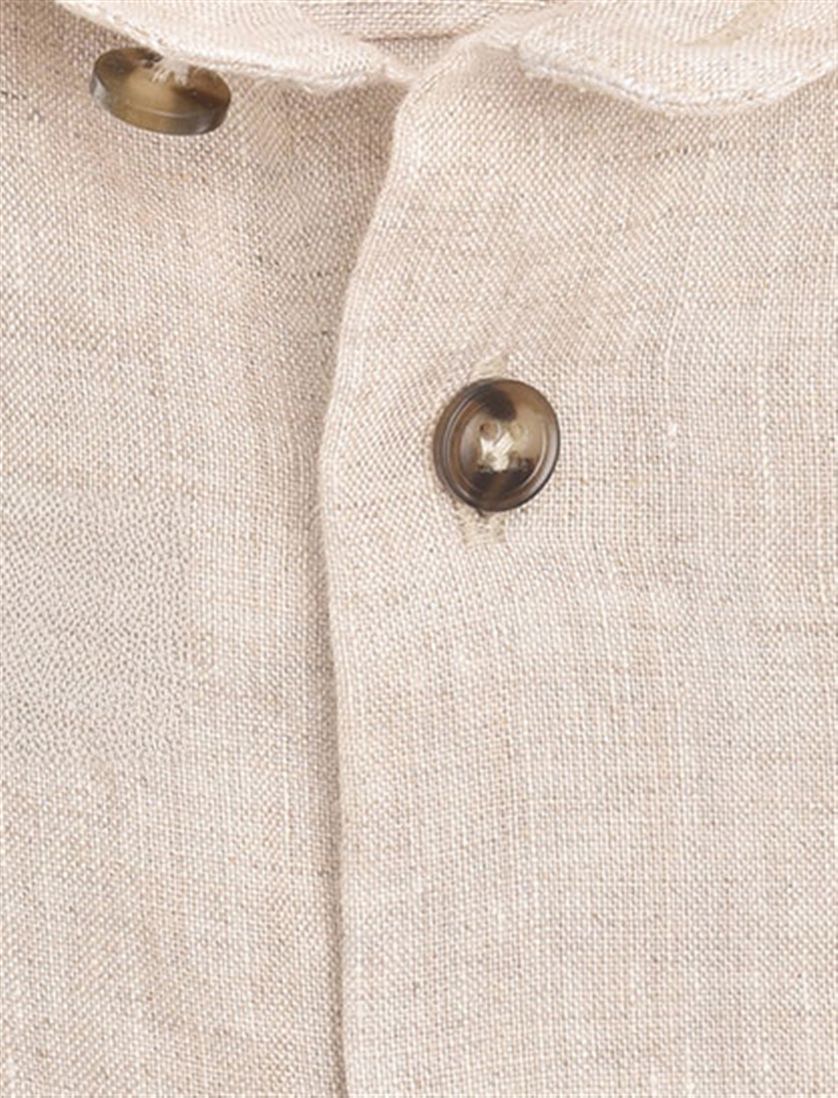 John Miller 100% linnen overhemd bruin tailored fit