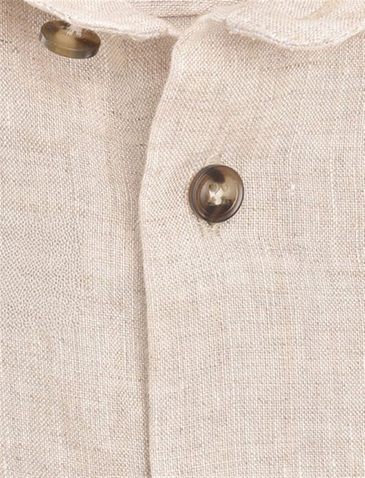 John Miller linnen overhemd bruin tailored fit cutaway boord