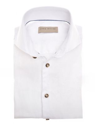 John Miller John Miller overhemd wit mouwlengte 7 linnen