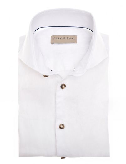 John Miller John Miller overhemd wit mouwlengte 7 linnen