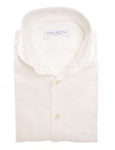 John Miller John Miller overhemd beige effen tailored fit cutaway boord