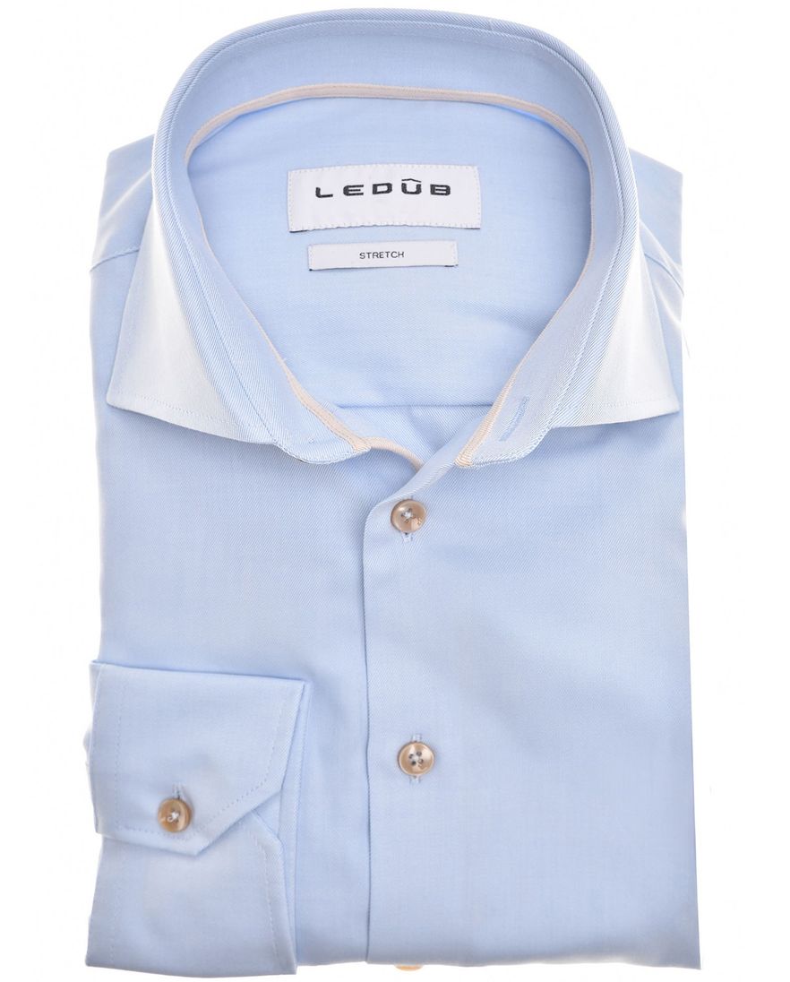 Ledub overhemd Modern Fit effen lichtblauw