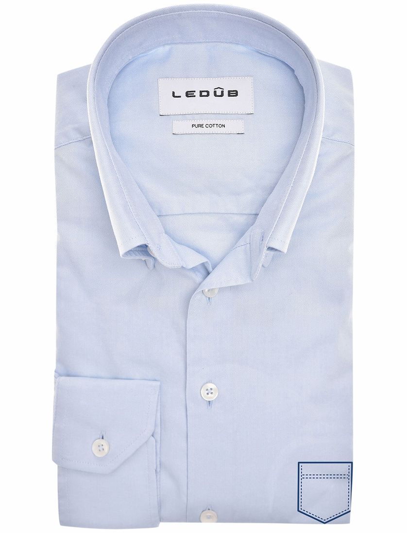 katoenen Ledub overhemd Modern Fit effen lichtblauw