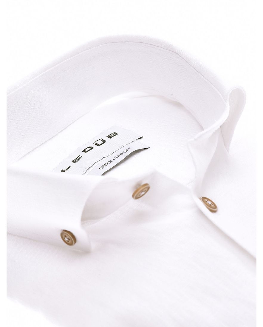 Ledub overhemd effen wit normale fit linnen