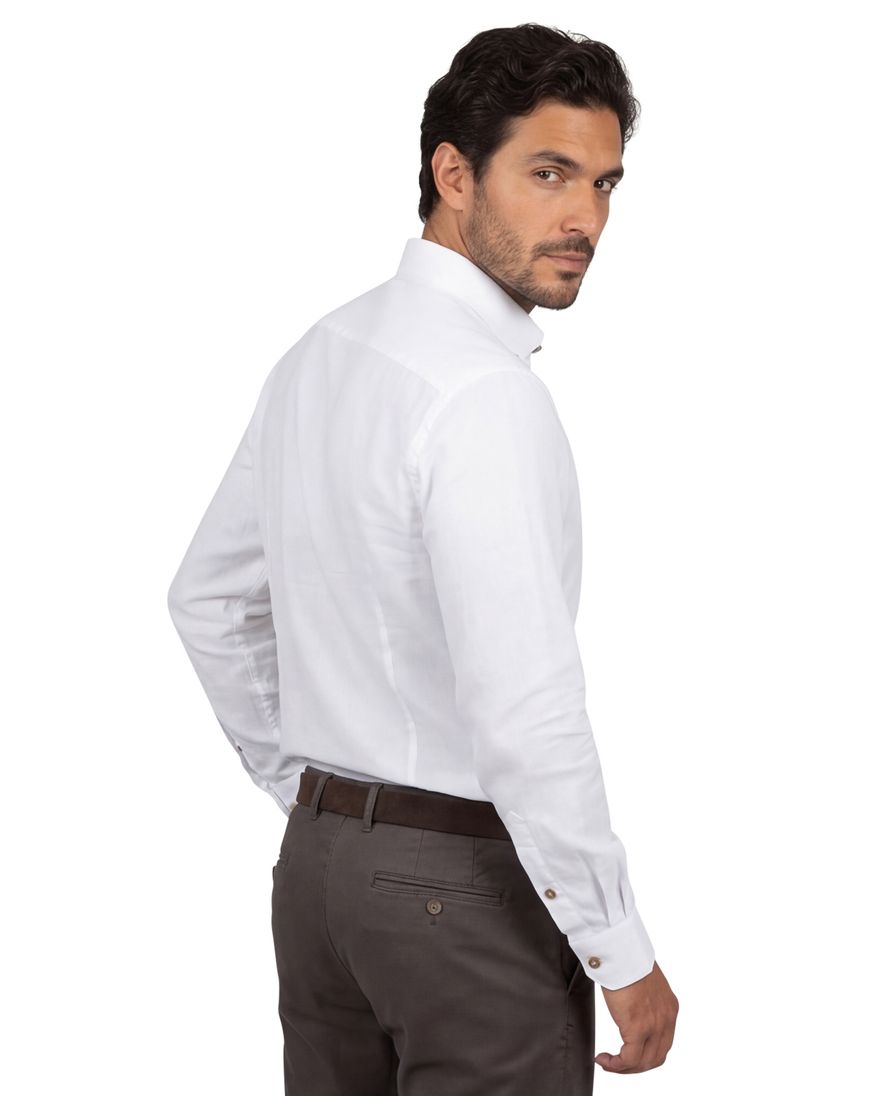 Ledub overhemd effen wit normale fit linnen