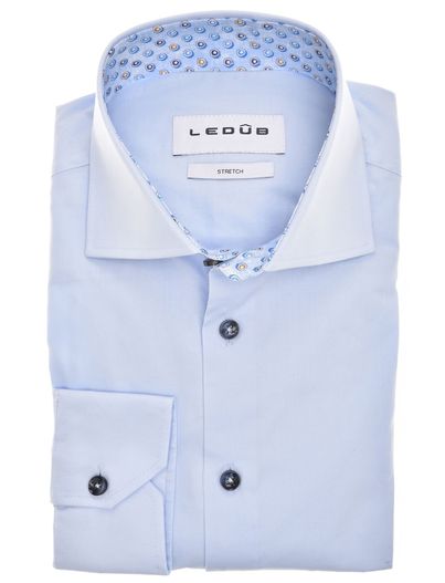 Ledub Ledub overhemd effen lichtblauw normale fit katoen