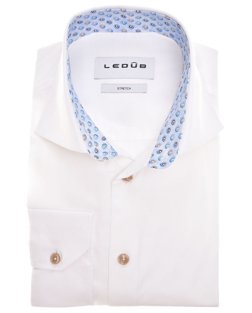 Ledub overhemd effen wit normale fit katoen