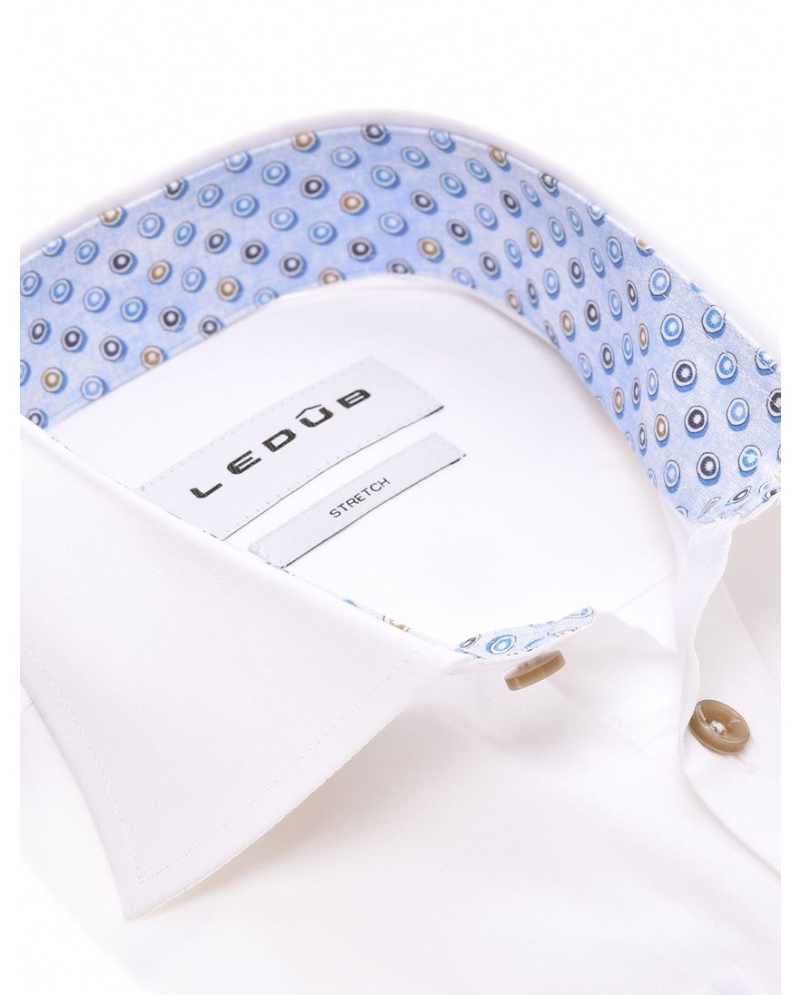 Ledub overhemd effen wit normale fit katoen