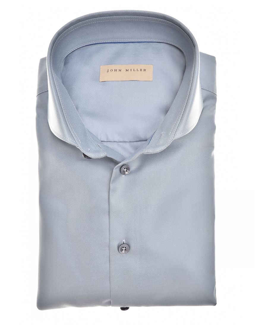 John Miller blauw overhemd Tailored Fit effen katoen