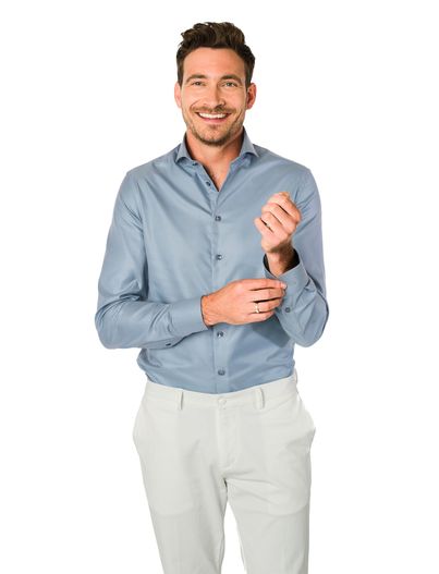 John Miller John Miller blauw overhemd ml5