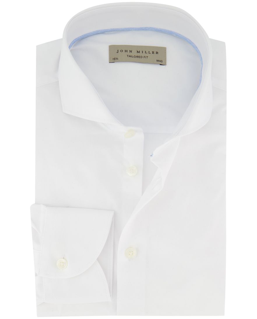 Overhemd John Miller Tailored Fit ml 5 wit effen