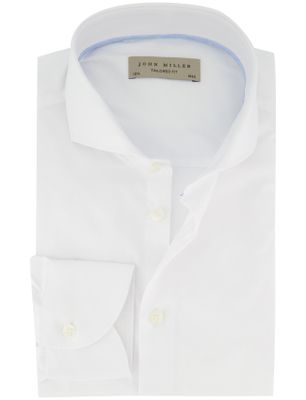 John Miller Wit John Miller overhemd Tailored Fit ml 5 effen